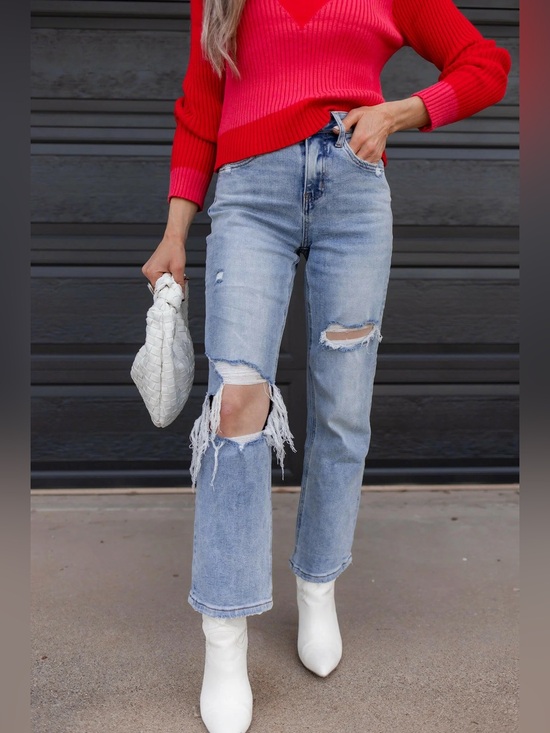 Vervet Denim - Vervet Light Wash Distressed High-Rise Women's Jeans
